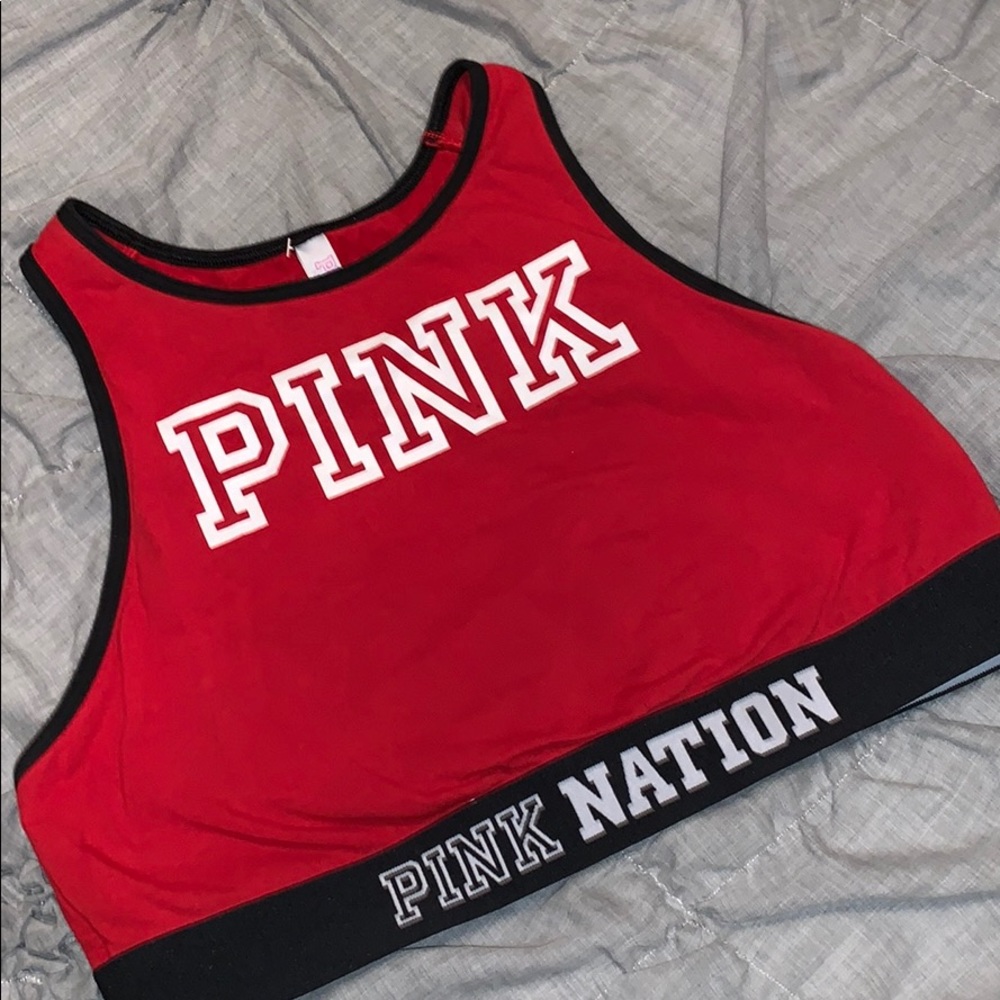 High neck PINK sports bra
